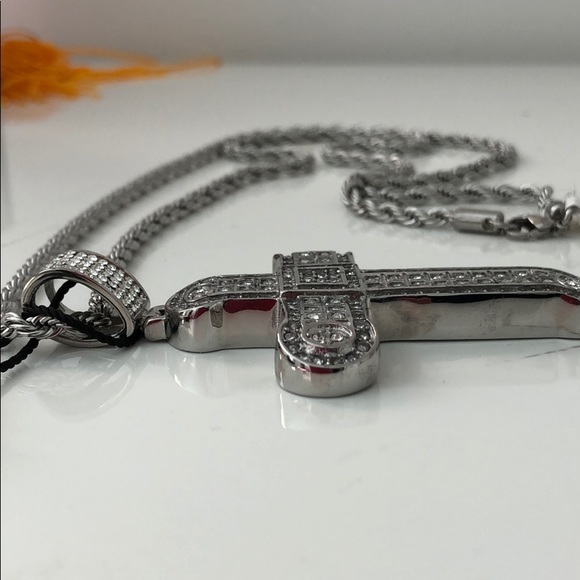 STEEL TIME STAINLESS STEEL RHINESTONE CROSS - Picture 6 of 9